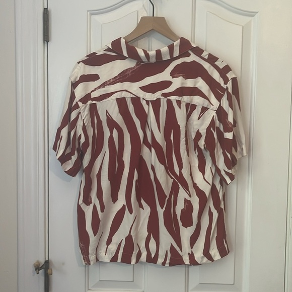 Anine Bing | Red Zebra Benji Blouse Size Small Animal Print Bold Abstract Art - Picture 6 of 10
